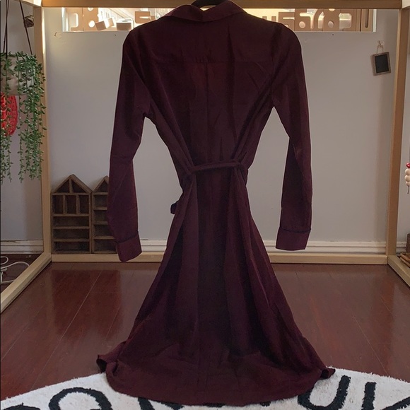 Who What Wear Burgundy Robe-Like Dress - Picture 2 of 4